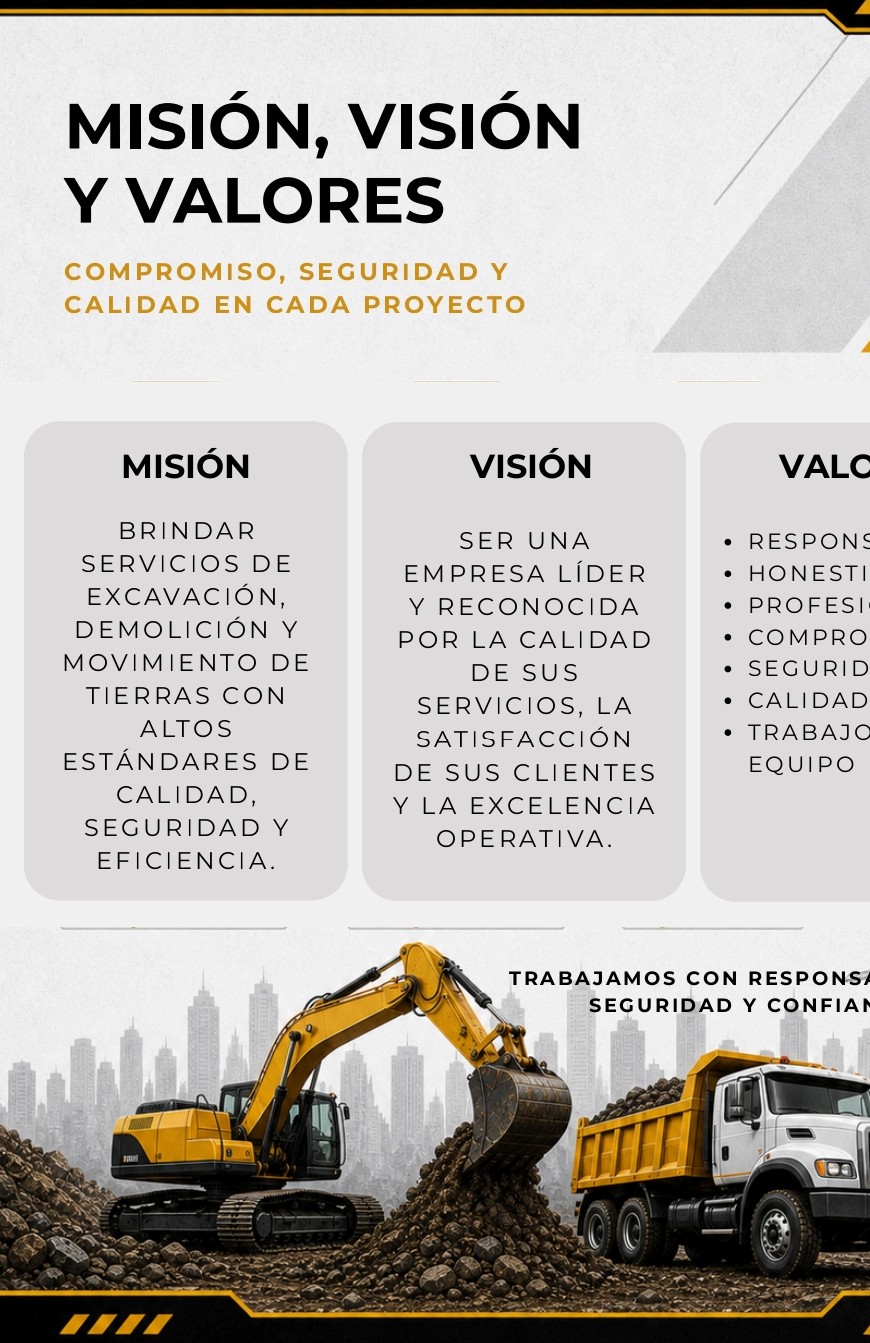 Información corporativa MG Excavaciones y Demoliciones